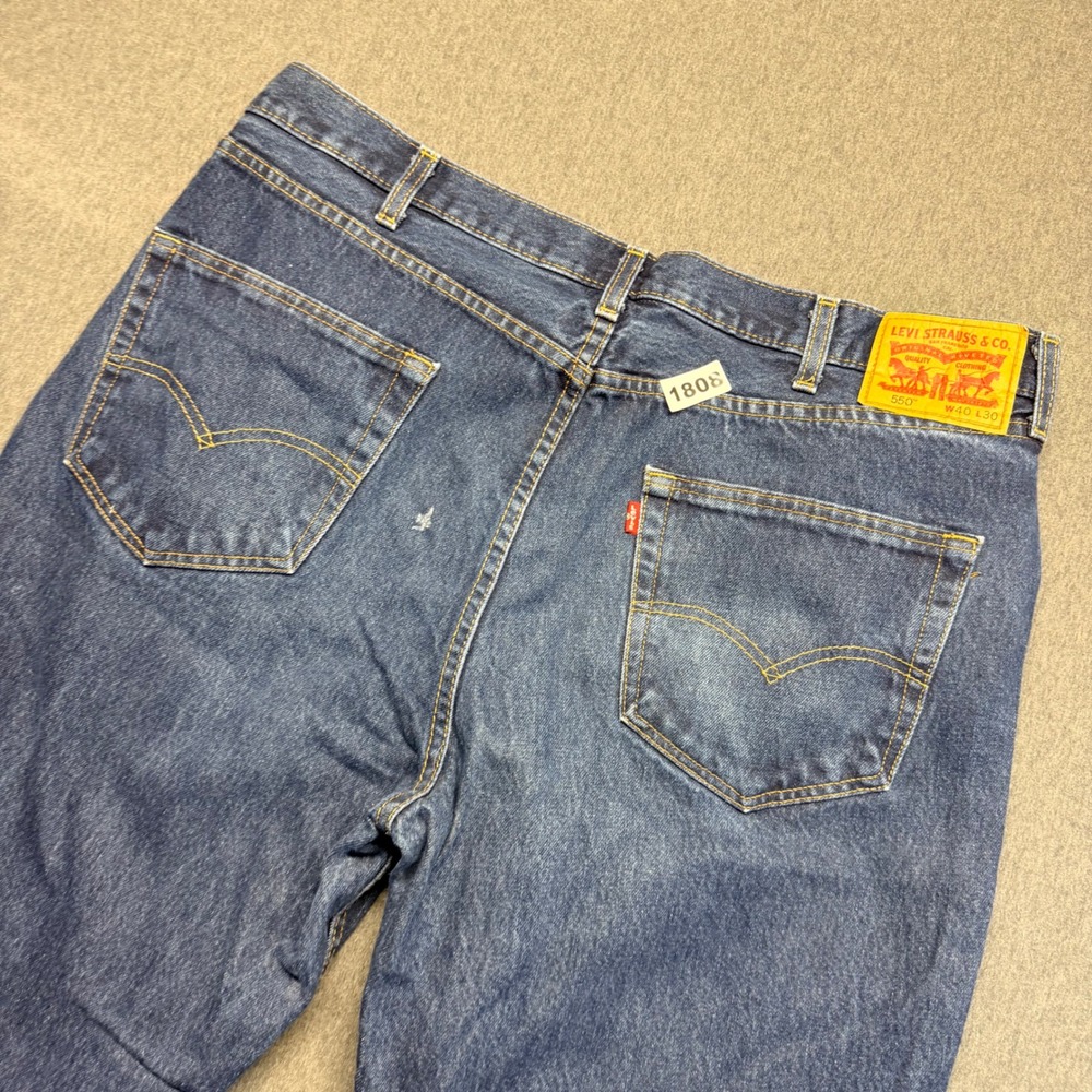 Levis 550 Relaxed Fit Mens Jeans Dark Wash Denim W40 L30 Tapered Leg